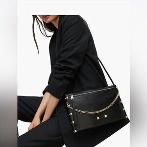 AllSaints Alex Leather Crossbody Bag in Black